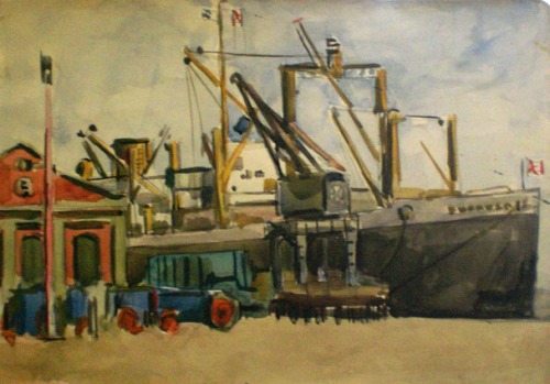 Série Taller – Galpon Rojo, 1963. Aquarela sobre papel, 20 x 29 cm